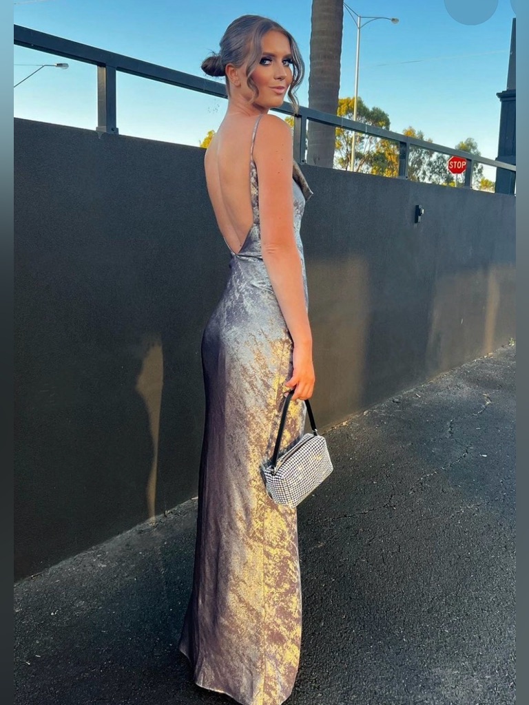 $269 House Of Cb Metallic Pewter Cowl Neck Slip Cocktail Wedding Prom Dress S